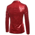 thumbnail image 4 of KeShDi Sequin Blazer Men's Fashion Solid Color Long Sleeved Lapel Sequin Breasted Suit Jacket Red 5X, 4 of 5