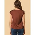 thumbnail image 4 of Unique Bargains Blouse Soyeuse à Manches Courtes pour Femmes Col Rond Plissé Décontracté Élégant, 4 of 5