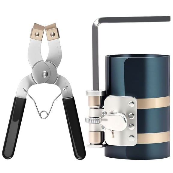 Piston Ring Compressor Tool Portable Car Engine Piston Ring Installer Removal Kit Adjustable Sizes From 2-1/8 Inch to 7 Inch Complete Piston Ring Compressor Kit with Piston Installer Pliers