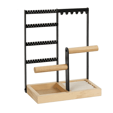 Soporte Organizador de Joyas ，4 Tier Display Rack，For Earrings, Bracelets and Rings（Black）