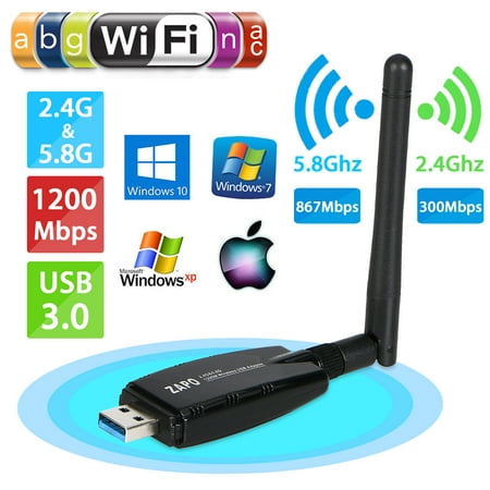 EEEKit 1200Mbps Dual Band Wireless USB 3.0 WiFi Adapter Network LAN w/Antenna