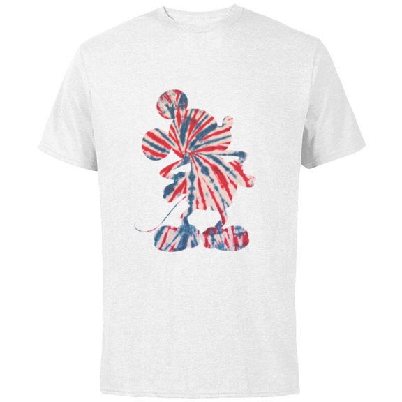 Disney Mickey Mouse Red White Blue Tie Dye - Short Sleeve Cotton T-Shirt for Adults - Customized-White