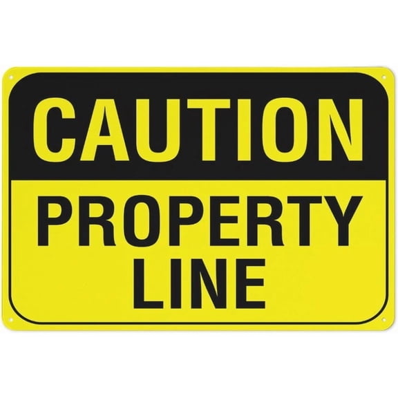 Caution Property Line Sign Metal Signs 12X8 Inch Rust Free Metal,Uv Ink Printing,Durable/Weatherproof Outdoor For Home
