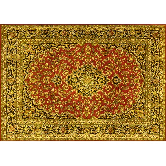 Ahgly Company Indoor Rectangle Persian Yellow Traditional Area Rugs, 5' x 8'