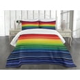 thumbnail image 3 of Ambesonne Abstract Quilted Bedspread Set 3 Pcs, Rainbow Stripes Neon, Queen Size, Multicolor, 3 of 5