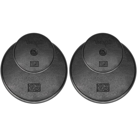 Yes4All 1 inch Cast Iron Weight Plates for Dumbbells  Standard Weight Plates (Combo 7.5lbs x 2pcs + 25lbs x 2pcs)