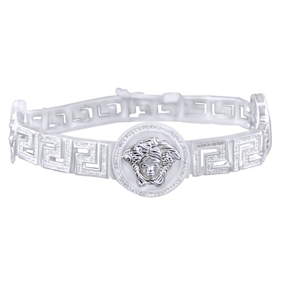 AFFY Round Shape White Natural Diamond Medusa Tennis Bracelet In 925 Sterling Silver (2.00 cttw)-7.5"