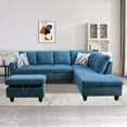 thumbnail image 2 of Aukfa Sectional Sofa, Living Room Couch with Storage Ottoman, Right Facing Chaise, Flannel, Blue, 2 of 8