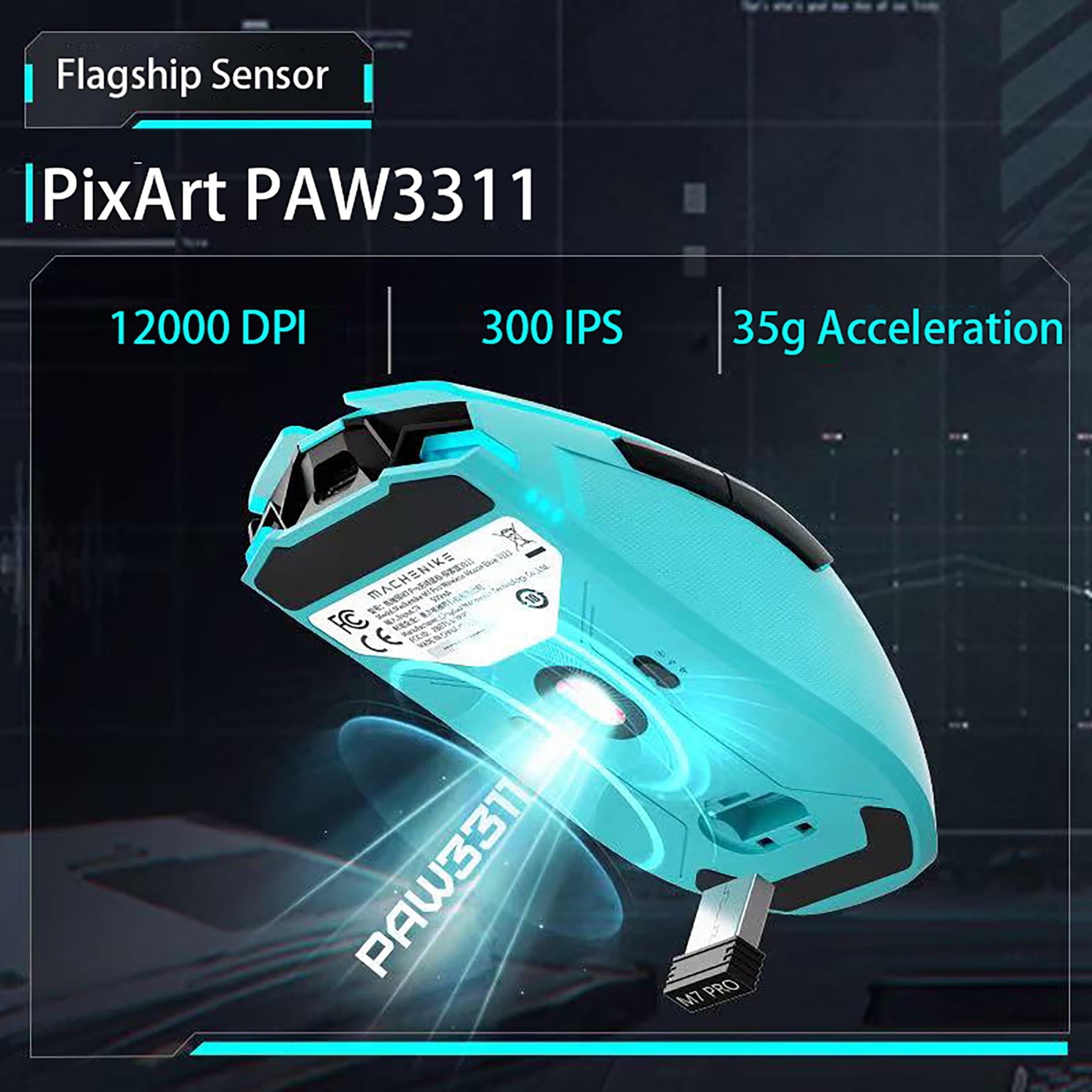 MACHENIKE M7 Pro Wireless Gaming Mouse - PAW3311 Sensor, 1ms Response, 74g Lightweight, 120-Hour Battery, RGB Lighting, Dual-Mode Connectivity