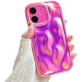 thumbnail image 1 of Funda brillante para iPhone 11, bonita y moderna, con forma de metal 3D, brillante y colorida, para mujeres y niñas, color rojo fluorescente., 1 of 5