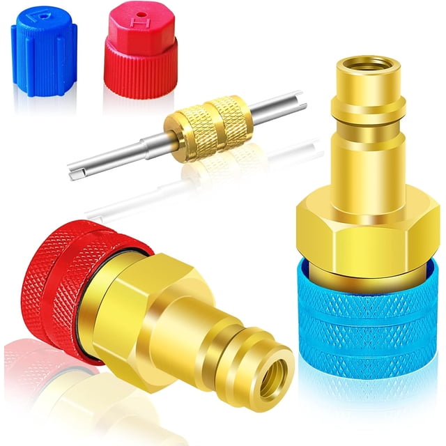R1234yf to R134a Adapter, 1234yf to 134a Adapter Kit, R1234yf to R134a Conversion Adapters, High/Low Pressure Side R134a Adapter Convert to R1234yf, for Car Air-Conditioning R1234yf System Charging