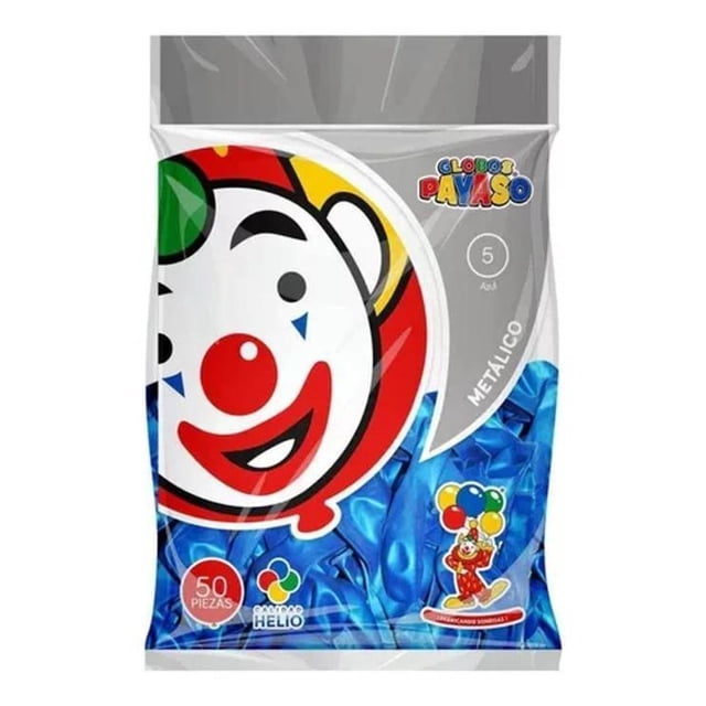 Bolsa 50 Piezas Globo Azul Rey Metálico Látex N 9 Decoración Payaso 9 Metálico