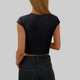 thumbnail image 5 of Cap Sleeve Tops for Women Tight Fitted Crop T Shirts Scooped Neck Basic Tee Plain Classic T-Shirt ComFort Casual Tees Beach Holiday Blouses, 5 of 6