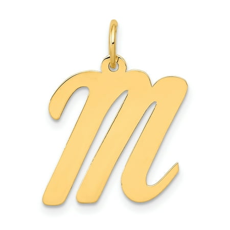IceCarats - 14k Yellow Gold Large Script Initial Monogram Name Letter M Pendant Charm Necklace ...