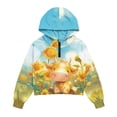 thumbnail image 4 of Xoenoiee Cow Sunflower Print Girls Hoodies Quarter Half Zip Pullover Oversized Sweatshirts with Pocket Long Sleeve Jacket Fall Clothes, 11-12 Years, 4 of 7