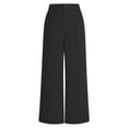 thumbnail image 4 of acuever Women's High Waist Trousers Wide Leg Fabric Elegant Straight Leg Business Outfit Trousers Long Breathable Elastic Waist Lounge Capris Women's Casual Pants Black Petite Leggings（3Xl）, 4 of 7