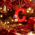 thumbnail image 6 of Christmas Letter Ornament, Red Alphabet Initial C Hanging Decoration with Snowman Christmas Tree Ornament for Family Name Display, 6 of 7