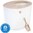 thumbnail image 7 of Cat Litter Box, Large Top Entry with Litter Catching Lid and Scoop, Dog Proof, Cat Box Enclosure, Beige/White, 7 of 7