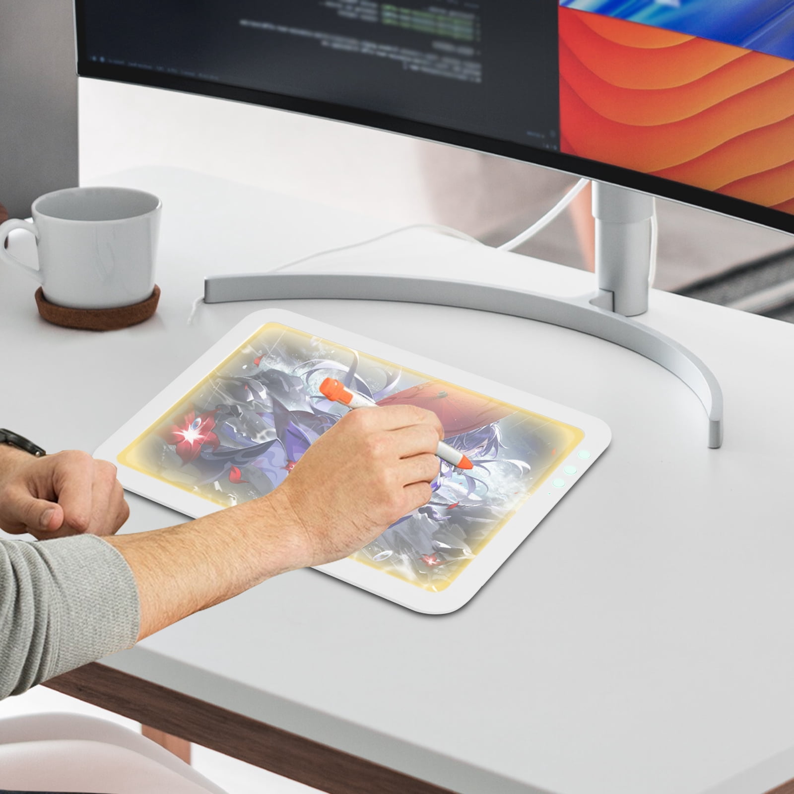 Portable A4 Artcraft LED Bright Light Pad, 3500mah Battery Powered Bright Copy Board Wireless Light Board, Light Pad for Tattoo Drawing, Streaming, Sketching, Animation, Stenciling