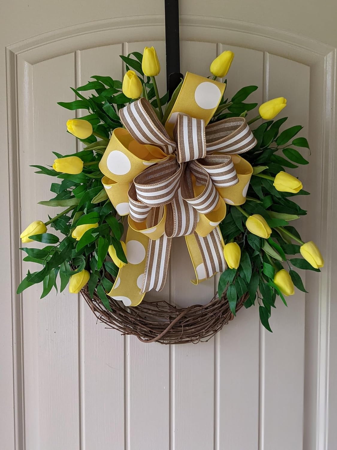 Tulips Artificial Flowers 20 Pcs Yellow Fake Tulip Stems Real Touch PU Tulips for Easter Spring Wedding Bouquet Home Centerpiece Floral Arrangement Table Décor