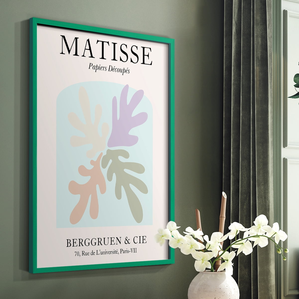 Matisse DVI Framed Print in Green Solid Wood Framed Print No Nail Hanging