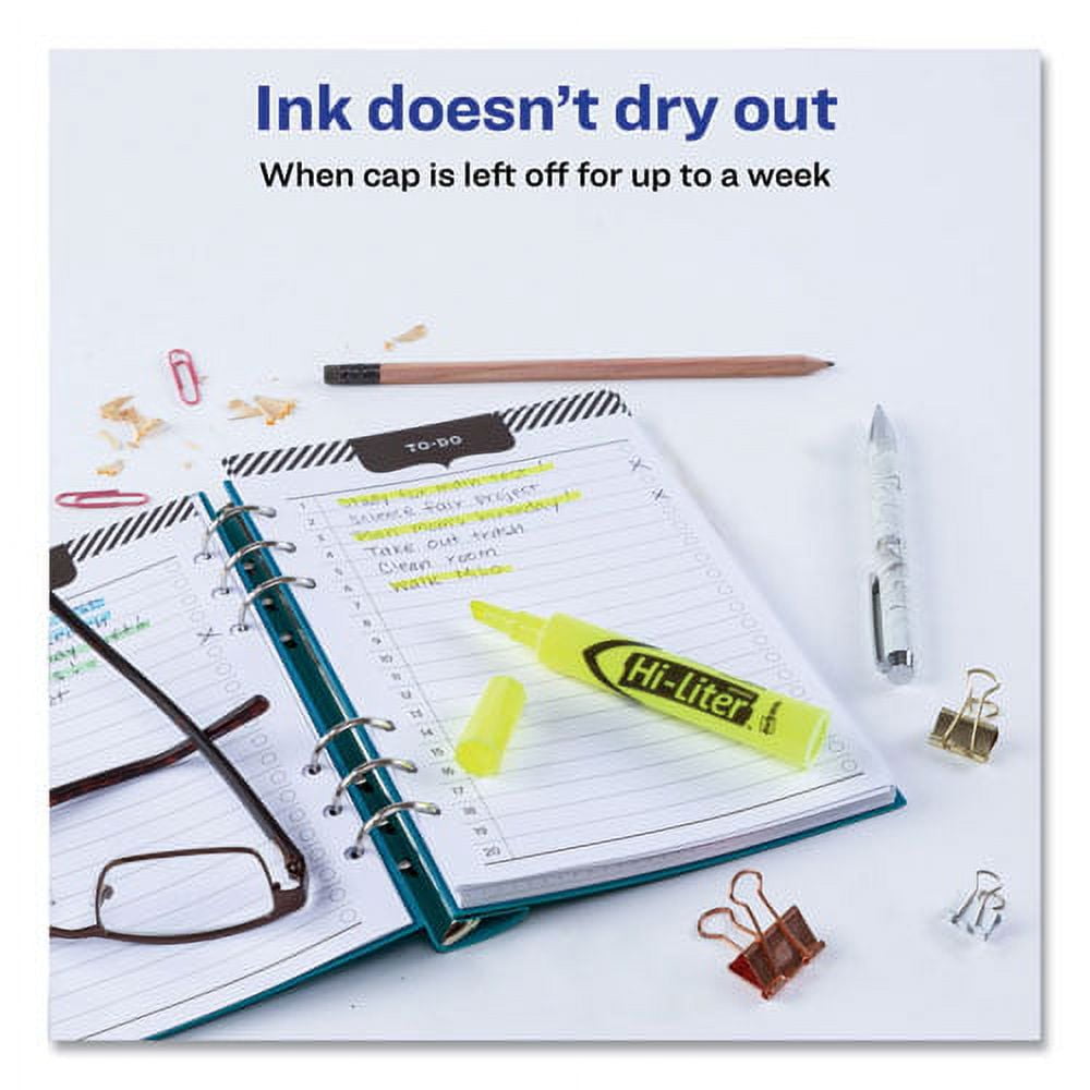Hi-Liter Desk-Style Highlighter Value Pack, Fluorescent Yellow Ink, Chisel Tip, Yellow/black Barrel, 36/box | Bundle of 2 Packs