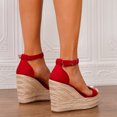 thumbnail image 6 of Pandaie Women's Platform Espadrille Wedge Sandals Comfortable Open Toe Ankle Strap Buckle Sandal for Women Dressy Summer Shoes Red,9.5, 6 of 9