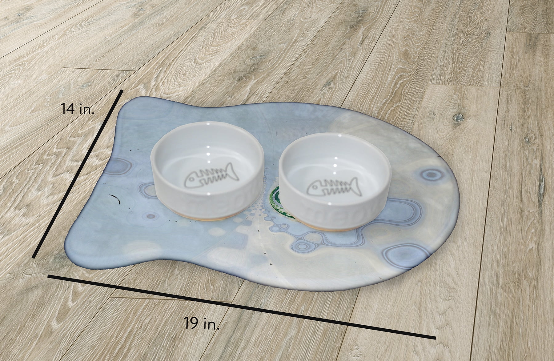 Simply Daisy Amoeba Meet Too Fish Shape Pet Feeding Mat for Cats