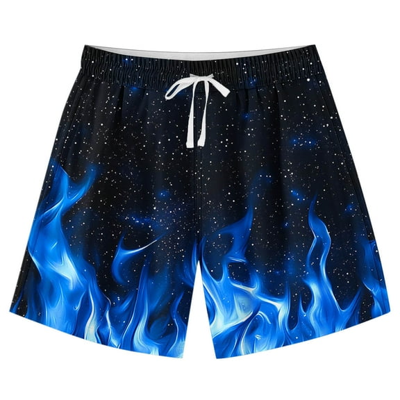 ZACPNCV Teen Boys Swim Trunks Quick Dry Swimwear Bathing Suit for Big Boys Beach Swim Boards Shorts Blue 9-10 Years