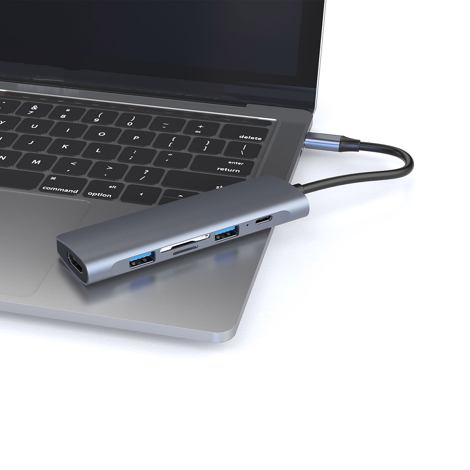 Ultra-fast Dock Station 6 in 1 USB C Hub 5gbps Secure Data Transfer Hub Type C to USB TF Adapter PD Synchronous Use
