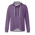 thumbnail image 6 of Women's Fashionable Solid Color Long Sleeved Loose Pile Neck Hooded Sweatshirt Top, Asymmetric Hem Fall Winter Fashion with Soft Material for Stylish Outfits,Purple,3XL, 6 of 6