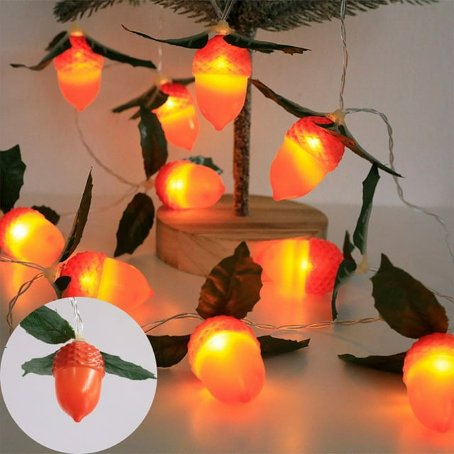 Aufmer 1 Pcs Guirlande Lumineuse LED en Forme de Pomme de Pin, Guirlande de Vacances à Piles de 78,74 Pouces pour Cheminée (Multicolore)