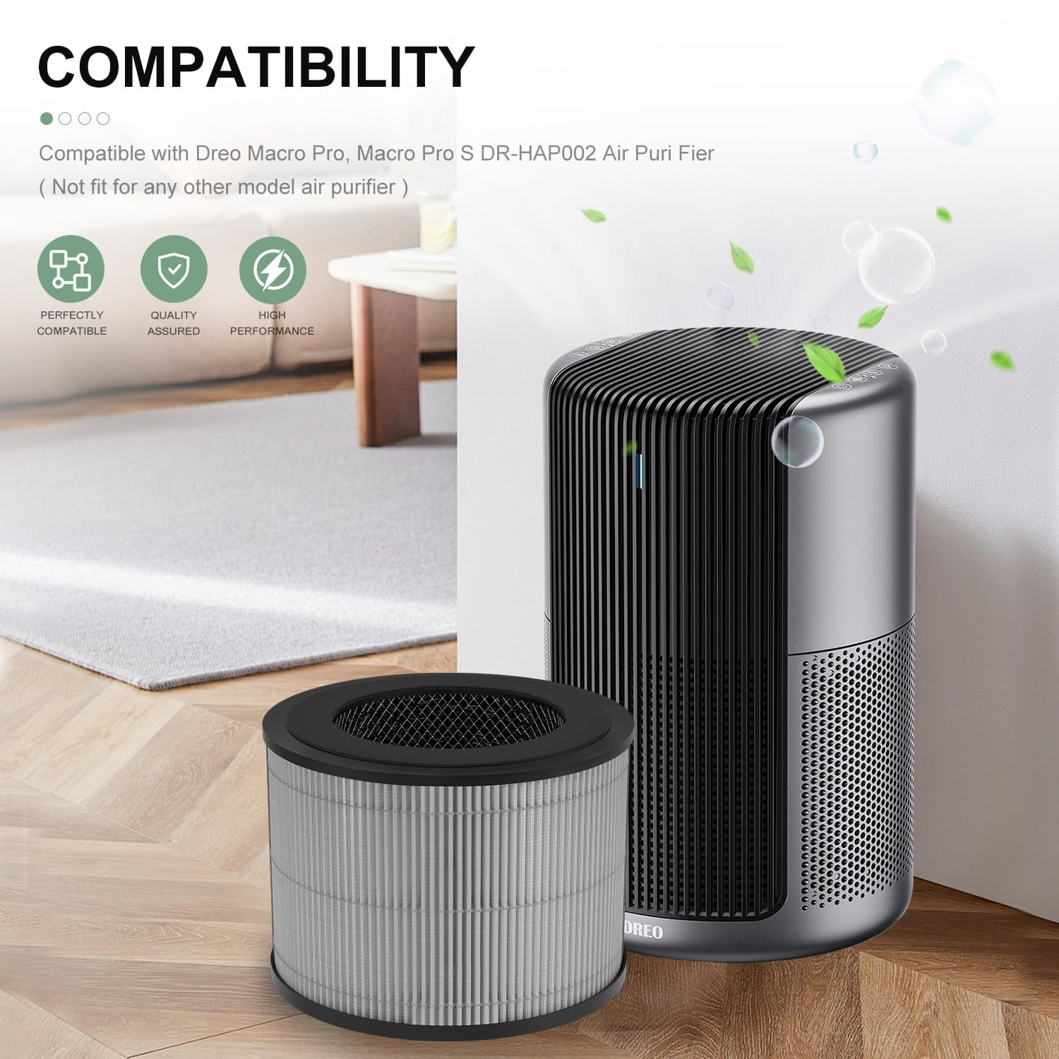 DR-HAP002 HEPA Replacement Filter 2-Pack | For Macro Pro / Pro S Air Purifiers | 3-Stage Filtration (Pre-filter + Activated Carbon) | High-Efficiency Air Filter