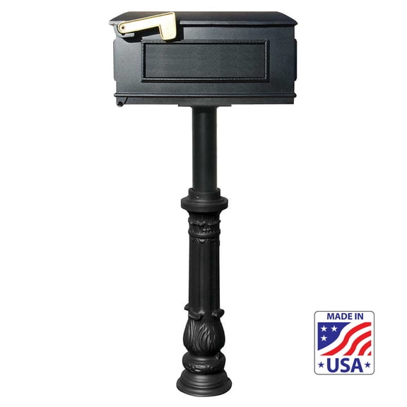 QualArc HPST1-US-700-LM 6 in. The Hanford Single Mailbox Post System - Black