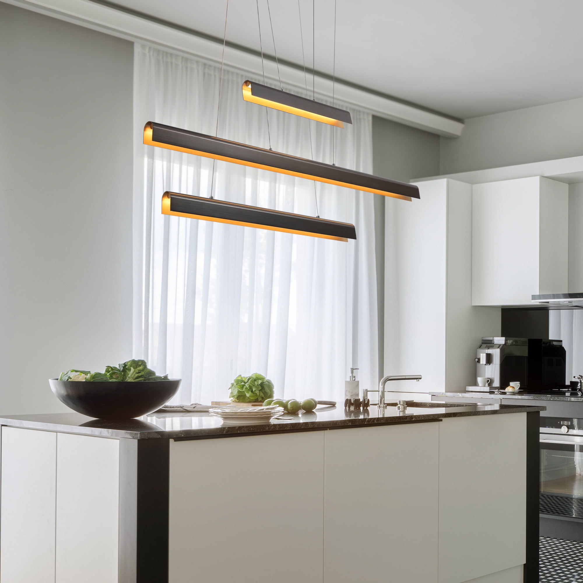 Modern 3-Light LED Chandeliers Island Lights for Kitchen Island - Gold