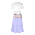 thumbnail image 4 of Vestido de Manga Corta para Mujeres Vestido de Verano de Cuello Redondo Impreso, Poliéster de Tamaño Verdadero Diario Y Vestido de Fiesta, 4 of 4