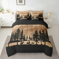 thumbnail image 2 of Manfei Cute Bear Elk 7pcs Bedding Comforter Set,Woodland Animal Queen Bedding Sets,Tropical Botanical Pine Queen Sheet Sets For Kids,Luxury Bedroom Decor Reversible, 2 of 8