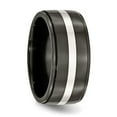 thumbnail image 4 of Titanium Black Ti with Sterling Silver Inlay Polished 10mm Band, 4 of 6