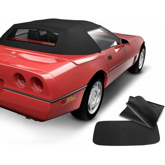 A-Premium Black Convertible Soft Top with Plastic Window Compatible with Chevrolet Corvette 1986 1987 1988 1989 1990 1991 1992 1993 Convertible Hatchback COR86989