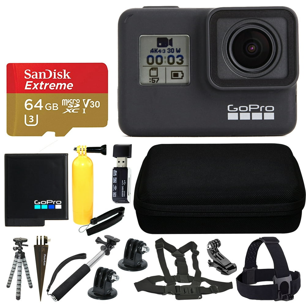 GoPro HERO7 Black Action Camera + SanDisk 64GB Memory Card + Top Value