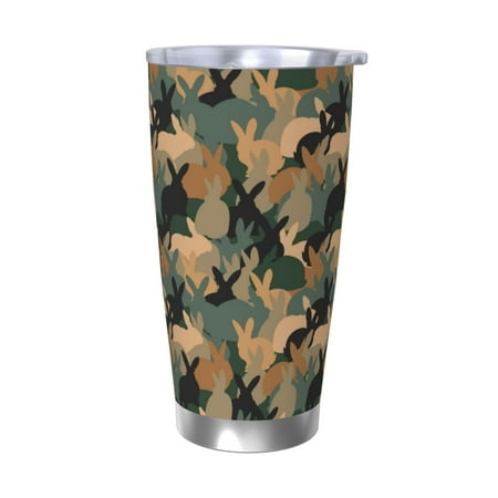 

Zeuib Camouflage Rabbit Printed 20oz Stainless Steel Insulated Car Cup Stainless Steel Thermal Cup Vacuum Insulated Leak-proof Travel Mug Cup-Without Straw