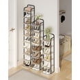thumbnail image 5 of Hzuaneri 10-Tier Vertical Shoe Rack, Tall Shoe Organizer with 2 Hooks, Wooden Shoe Tower for Entryway, Hallway, Closet Space Saving, Free Standing, Greige, 5 of 9