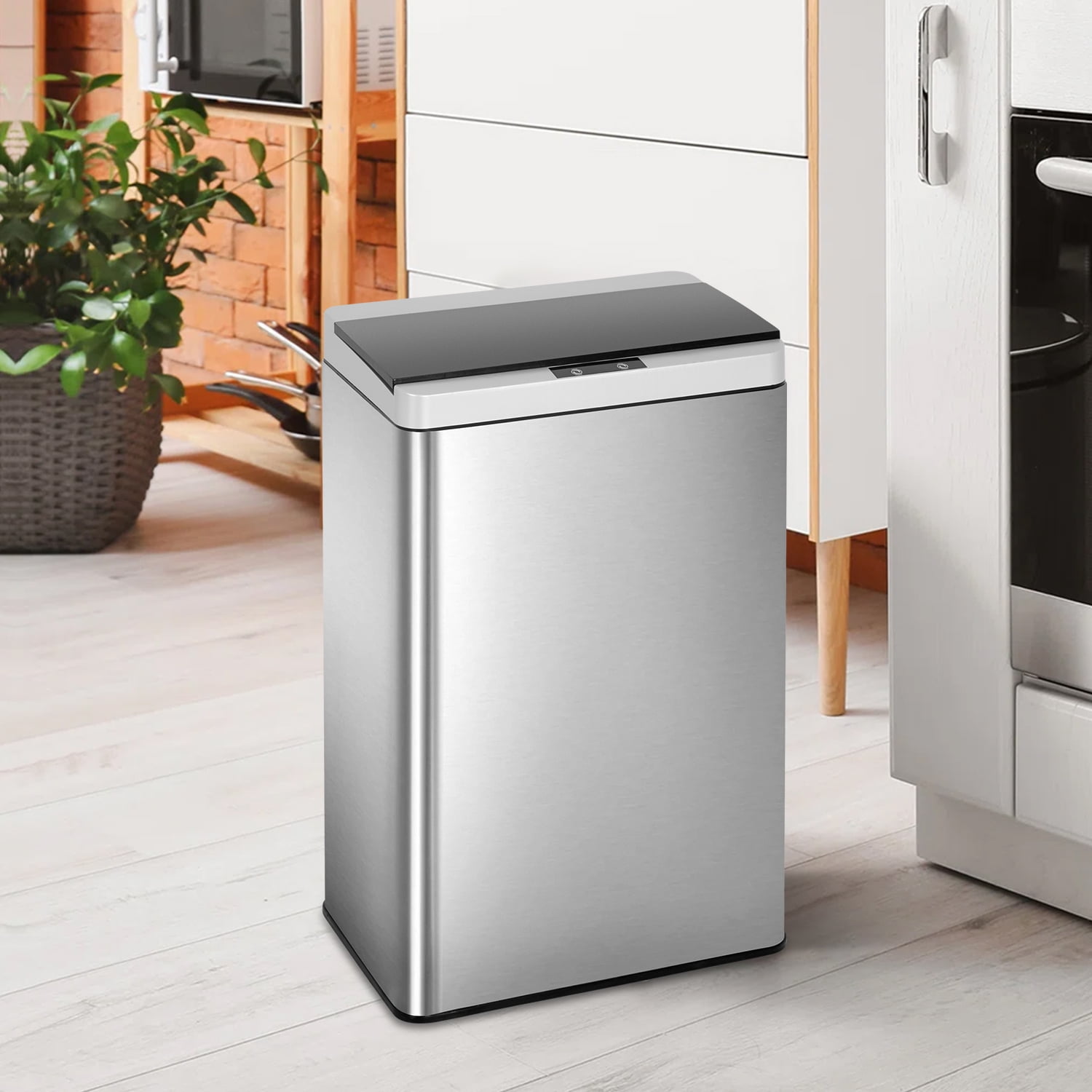 PayLessHere 13 Gallon 50 Liter Kitchen Trash Can High-Capacity with Lid Brushed Stainless Steel