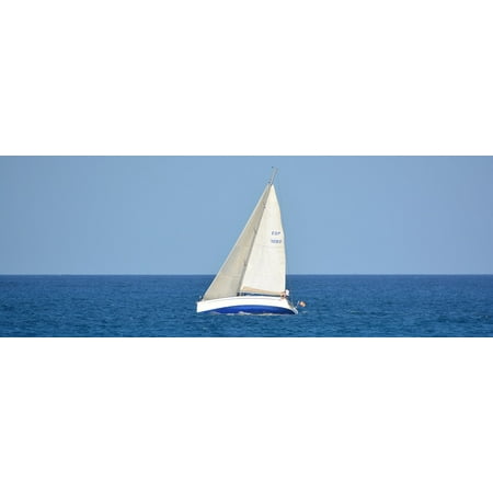 Canvas Print Sailing Boat Sea Ocean Boat Landscape Blue Stretched Canvas 10 x