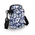 thumbnail image 3 of HELLHERO Adjustable Shoulder Strap Crossbody Sling Bag, Polyester Shoulder Bag for Unisex, Navy White Hibiscus, 3 of 7