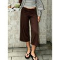 thumbnail image 3 of LMLYSoH Women’s Wide Leg Capri Pants Fold Over Waist Loose Cropped Pants, 3 of 8
