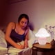 thumbnail image 5 of Lámpara de hongo, pequeña lámpara de mesa rosa con vidrio rayado, linda lámpara de mesita de noche con remolino para dormitorio, mesita de noche, regalo para niñas, 5 of 5
