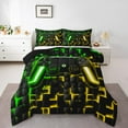 thumbnail image 2 of Bedding Sets Room Decor, Green Yellow Gamepad Pattern, Full, Black Reversible, 2 of 7