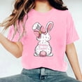 thumbnail image 2 of Camisetas de Cuello de Tripulación de Manga Corta para las Mujeres Cartas de Impresión de Pascua Camiseta de Manga Corta, Spandex de Poliéster, 2 of 5