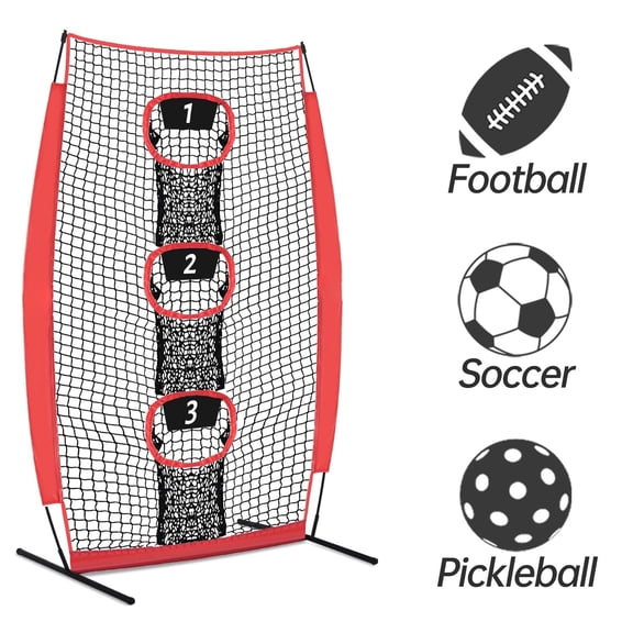 Galileo 5x7ft Football Throwing Net, Portable Quarterback Training Net with Strike Zone, Fiberglass Poles, Polyester Mesh and Carry Bag